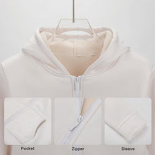 Cargar imagen en el visor de la galería, Sudadera con Capucha de Felpa con Cremallera Chaqueta Gruesa Manga Larga con Forro Polar para mujer BH1 Personalizada con Impresión Completa de múltiples imágenes con Foto Logo Patrón Texto