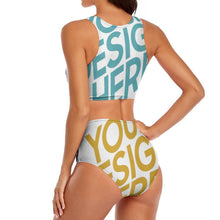 Cargar imagen en el visor de la galería, Bikini / Bañador dos piezas de moda cintura alta para mujer OCS2118 Personalizado de múltiples imágenes con impresión completa con Foto Logo Patrón Texto
