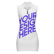 Cargar imagen en el visor de la galería, Vestido polo de mujer vestido de punto sin mangas con cremallera MSYX066 personalizado con patrón foto texto (impresión de imagen única)