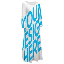 Cargar imagen en el visor de la galería, Vestido con Cuello Redondo de Manga Larga Elegante para mujer NZ2202048 Personalizado con Impresión Completa de una imagen con Foto Logo Patrón Texto