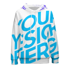 Cargar imagen en el visor de la galería, Sudadera hombros caídos con capucha para mujer NH Personalizada con impresión completa de una imagen con Foto Logo Patrón Texto