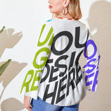 Cargar imagen en el visor de la galería, Camiseta / Blusa talla grande holgada con dobladillo irregular para mujer PL Personalizada con Impresión Completa de múltiples imágenes con Foto Logo Patrón Texto