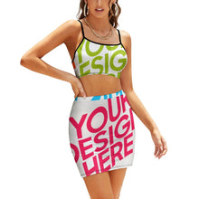 Cargar imagen en el visor de la galería, Falda casual de verano 2 piezas con crop top y falda NZ018 personalizado con patrón foto texto (impresión de imágenes múltiples)