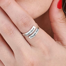 Cargar imagen en el visor de la galería, Anillo Abierto en Cobre Chapado en Oro / Oro Rosa J0017 Grabado Personalizado con Texto Nombre Letras