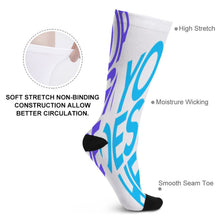 Cargar imagen en el visor de la galería, Calcetines largos de mujer / hombre (punteras y tacones negros) personalizado con patrón foto texto (impresión de imágenes múltiples)