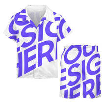 Cargar imagen en el visor de la galería, Conjunto playero playera manga corta y shorts niño (2 piezas) A27TZ personalizado con patrón foto texto (impresión de imagen única)