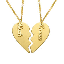 Cargar imagen en el visor de la galería, Collar con corazón personalizado X0039 con texto nombre para parajes mujer hombre Longitud Ajustable en plata de ley 925 chapado de oro rosa de 18K