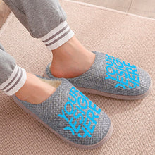Cargar imagen en el visor de la galería, Zapatillas para Hogar de Algodón para Hombres con Diseño Personalizado Personalizada de Tus Nombres o Imágenes