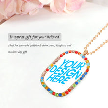 Cargar imagen en el visor de la galería, Collar de Dorado Rosa con Diamantes de Colores de Aleación con Impresión Digital de Diseño Personalizado con Tu Nombre o Foto