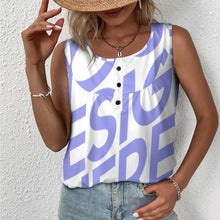 Cargar imagen en el visor de la galería, Camiseta sin mangas con botones para mujer BCT Personalizada con Impresión Completa de una imagen con Foto Logo Patrón Texto