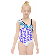 Cargar imagen en el visor de la galería, Traje de baño de tirantes de espagueti con volantes para niñas y niños personalizado con patrón foto texto (impresión de imágenes múltiples)