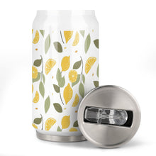 Cargar imagen en el visor de la galería, Taza tipo lata de aluminio con Tapa y Pajita Acero Inoxidable 304 Taza Térmica de Viaje Reutilizable para Café JJ0520153 Personalizada con Foto Logo Patrón Texto