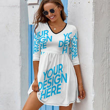 Cargar imagen en el visor de la galería, Vestido Casual de Manga Media Cintura Alta de Moda para Mujer NZ029 Personalizado con Impresión Completa de una imagen con Foto Logo Patrón Texto