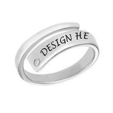 Cargar imagen en el visor de la galería, Anillo con circonita cúbica para mujer hombre / plata de ley 925 / chapado en oro de 18 quilates / chapado en oro rosa de 18 quilates / anillo con nombre texto con grabado J0003 Personalizado