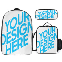 Cargar imagen en el visor de la galería, Conjunto de Mochila 17 pulgadas Bolsa de Almuerzo Estuche de Lápices XB0604076 Personalizada de Múltiples Imágenes con Foto Logo Patrón Texto