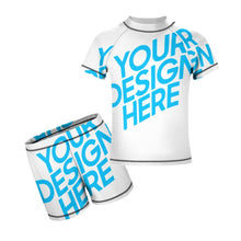 Cargar imagen en el visor de la galería, Bañador de Manga Corta con Pantalones Cortos para Niños BT002 Personalizado con Foto Logo Patrón Texto (Impresión Completa de una sola imagen)