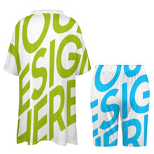 Cargar imagen en el visor de la galería, Camisa / Blusa / Camisola Conjunto de dos piezas manga de murciélago escote en V para mujer OTZ Personalizada con Impresión Completa de múltiples imágenes con Foto Logo Patrón Texto