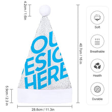 Cargar imagen en el visor de la galería, Gorros de Papá Noel con Lentejuelas con Diseño Personalizado de Tu Nombre o Imagen