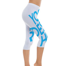 Cargar imagen en el visor de la galería, Pantalones 3/4 de Yoga Leggings de Cintura Alta de Fitness Ejercicio para Mujer SY009 Personalizados con Impresión Completa de una imagen con Foto Logo Patrón Texto