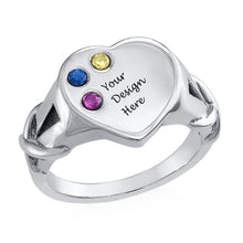 Cargar imagen en el visor de la galería, Anillos Vintage J0009 Personalizado para mujer con Cristales de Zirconia Plata de Ley 925 chapada en Oro grabado con txeto nombre letras