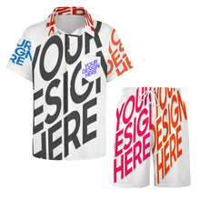 Cargar imagen en el visor de la galería, Conjunto de camisa de manga corta y pantalón corto para hombre B339D1P personalizado con patrón foto texto (impresión de imágenes múltiples)