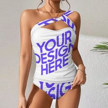 Cargar imagen en el visor de la galería, Novedad de 2024 conjunto de 2 piezas traje de baño Tankini Sexy para mujer SDS2002 personalizado con patrón foto texto (impresión de imagen única)
