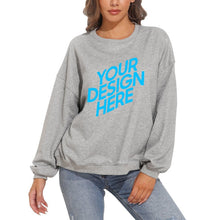 Cargar imagen en el visor de la galería, Sudadera blusa holgada casual con cuello redondo y manga abullonada para mujer D-61 NZ2205128 Personalizada con Foto, Texto o Logo