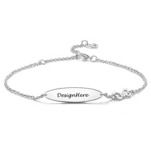 Cargar imagen en el visor de la galería, Pulsera con Colgante Ovalado Grabado para Mujer Hombre S0036 Personalizada con Texto Nombre