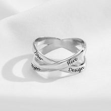 Cargar imagen en el visor de la galería, Anillo Cruzado / Anillo X / Doble Anillos de Cobre para Mujer Hombre J0015 Grabado Personalizado con Texto Nombre Letras