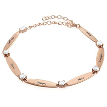 Cargar imagen en el visor de la galería, Pulsera de plata de ley 925 con circonita cúbica brillante Chapada en Oro Rosa de 18 Quilates para mujer hombre S0013 Personalizada