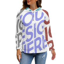 Cargar imagen en el visor de la galería, Sudadera Deportiva con Estampado Botones Capucha para mujer QH Personalizada con impresión completa de múltiples imágenes con Foto Logo Patrón Texto