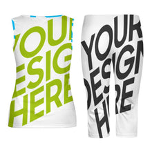 Cargar imagen en el visor de la galería, Camiseta sin manga pantalones cortos Traje / Conjunto ajustado de dos piezas para mujer PTZ Personalizada con Impresión Completa de múltiples imágenes con Foto Logo Patrón Texto