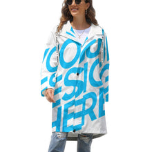 Cargar imagen en el visor de la galería, Chaqueta / Abrigo larga con forro polar impermeable prueba de viento invierno con cremallera para mujer A677 Personalizada con Impresión Completa de una imagen con Foto Logo Patrón Texto