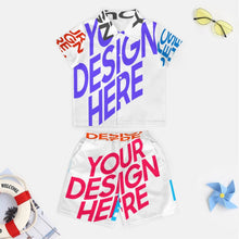 Cargar imagen en el visor de la galería, Conjunto playero de manga corta y shorts para niño (2 piezas) A27TZ personalizado con patrón texto nombre (impresión de imágenes múltiples)