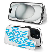 Cargar imagen en el visor de la galería, Funda protectora de cuero TPU para iPhone 15 Plus Pro Max con ranura para tarjeta Función atril Funda plegable personalizado con patrón foto texto