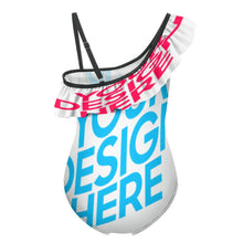 Cargar imagen en el visor de la galería, Bañador de Una Pieza para Niñas con Volantes y Cordones Ropa De Playa Verano NT010 Personalizado con Foto Logo Patrón Texto