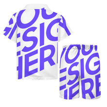 Cargar imagen en el visor de la galería, Conjunto playero playera manga corta y shorts niño (2 piezas) A27TZ personalizado con patrón foto texto (impresión de imagen única)