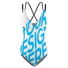 Cargar imagen en el visor de la galería, Traje de baño de una pieza profundo V con tirantes LT3154 Personalizado con Impresión Completa de una sola imagen con Foto Logo Patrón Texto