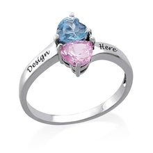 Cargar imagen en el visor de la galería, Anillo de plata de ley 925 para mujer / anillo con piedra de nacimiento azul violeta de corazón J0005 Grabado Personalizado con Texto Nombre