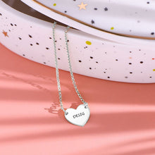 Cargar imagen en el visor de la galería, Collar de corazón longitud ajustable en plata de ley 925 chapado de oro rosa de 18K para mujer X0057 Personalizado con texto nombre