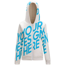 Cargar imagen en el visor de la galería, Sudadera con Capucha de Felpa con Cremallera Chaqueta Gruesa Manga Larga con Forro Polar para mujer BH1 Personalizada con Impresión Completa de una imagen con Foto Logo Patrón Texto