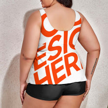 Cargar imagen en el visor de la galería, Tankini / Traje de Baño Dividido de Dos Piezas de Moda para Mujer QZ6065 Personalizado con Impresión Completa de una sola imagen con Foto Logo Patrón Texto