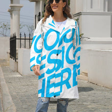 Cargar imagen en el visor de la galería, Chaqueta / Abrigo larga con forro polar impermeable prueba de viento invierno con cremallera para mujer A677 Personalizada con Impresión Completa de una imagen con Foto Logo Patrón Texto