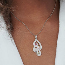 Cargar imagen en el visor de la galería, Collar con forma de lágrima piedras de nacimiento Longitud Ajustable en plata de ley 925 chapado de oro rosa de 18K para mujer hombre X0030 Personalizado con texto nombre