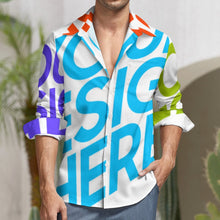 Cargar imagen en el visor de la galería, Camisa de manga larga de hombre con impresión completa de múltiples imágenes tallas grandes LS personalizada con fotos patrón texto logotipo