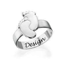 Cargar imagen en el visor de la galería, Anillo de Pies de Bebes Personalizado de Cobre J0027 Grabado con Texto Nombre Letras