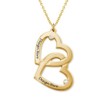 Cargar imagen en el visor de la galería, Collar de Corazón en Corazón con Diamantes para Mujer Hombre Pareja X0066 Grabado Personalizado con Texto Nombre