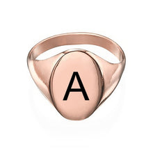Cargar imagen en el visor de la galería, Anillo de Sello Ovalado con Letra en Cobre Chapado de Oro / Oro Rosa J0026 Grabado Personalizado con Texto Nombre