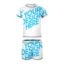 Cargar imagen en el visor de la galería, Bañador de Manga Corta con Pantalones Cortos para Niños BT002 Personalizado con Foto Logo Patrón Texto (Impresión Completa de una sola imagen)