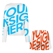 Cargar imagen en el visor de la galería, Conjunto de pijama de mujer 203 con top de manga larga abotonado y pantalón corto personalizado con patrón foto texto (impresión de imagen única)